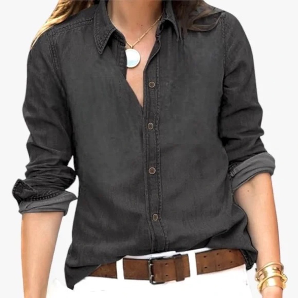 NWT GAP black denim shirt XS